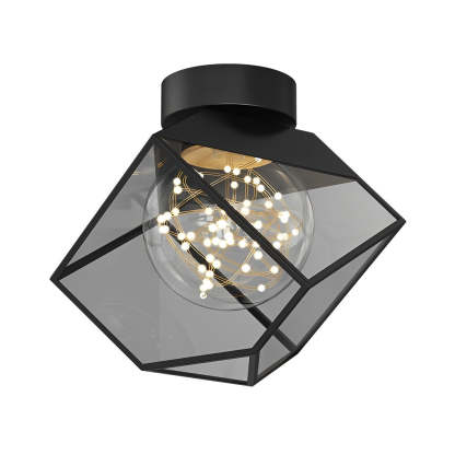 Square Frame Metal Glass Dimmable Black Modern Ceiling Lamp