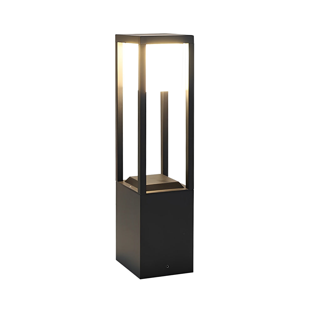 Square Aluminum Waterproof LED Black Modern Solar Pathway Lights Lawn Lamp-Lighom
