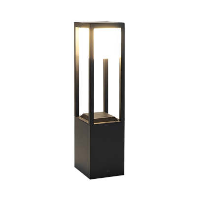 Square Aluminum Waterproof LED Black Modern Solar Pathway Lights Lawn Lamp-Lighom