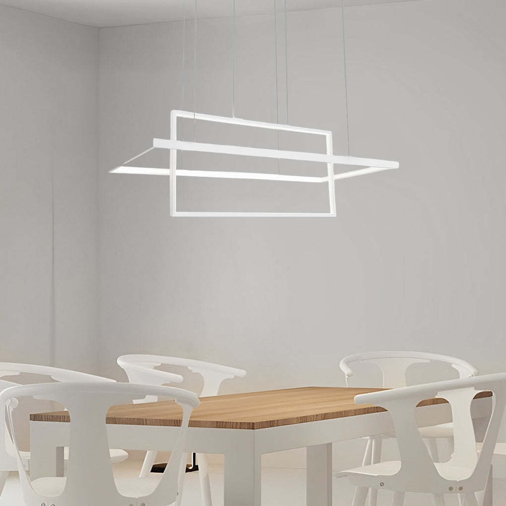 2-Rectangle Black Modern LED Pendant