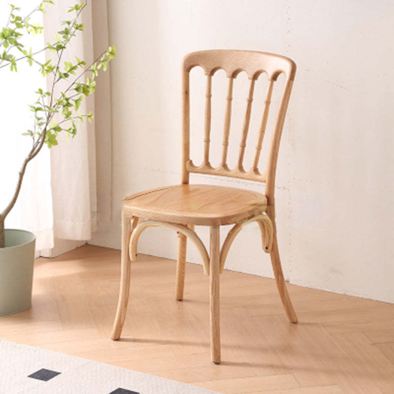 Vintage Rattan Solid Wood Dining Chair — Wood Color / Rattan