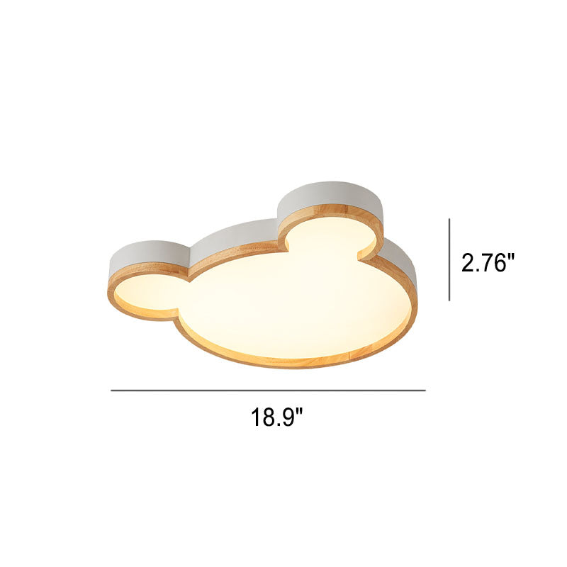 Nordic Wood Bear LED Kids Flush Mount Light