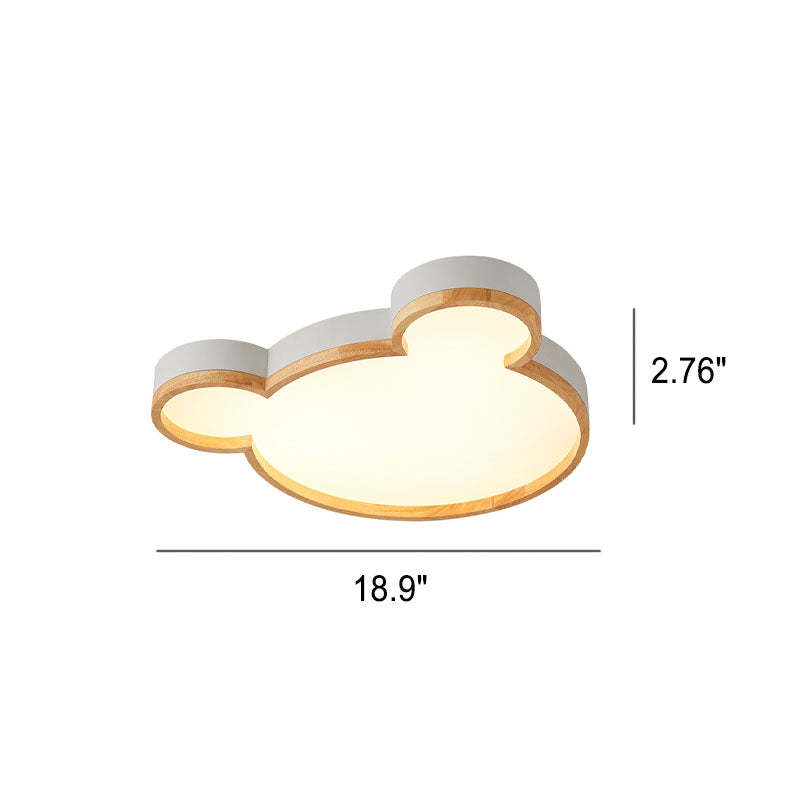 Nordic Wood Bear LED Kids Flush Mount Light
