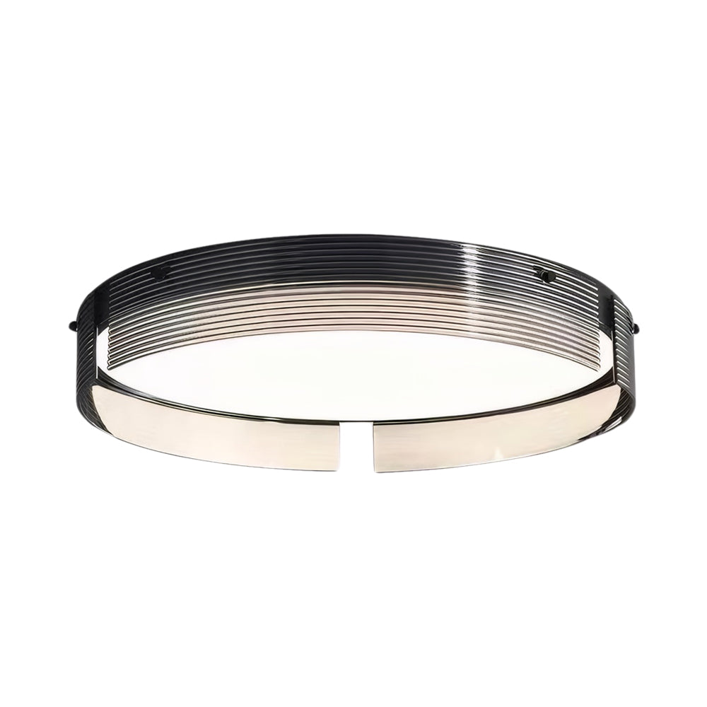 Round Black Stripe Glass LED Flush Mount Light