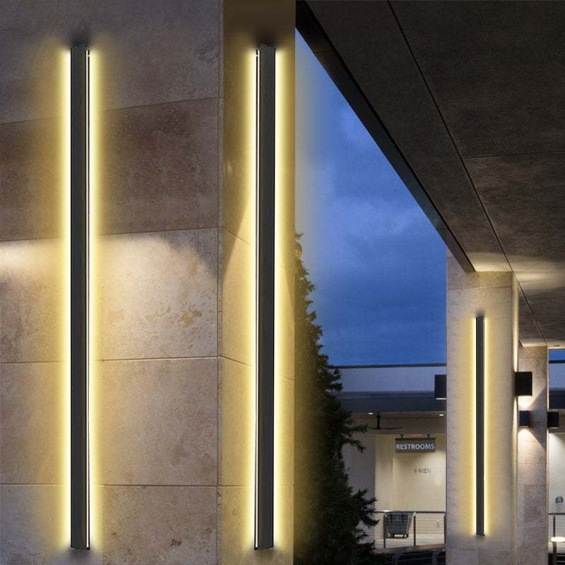 LED Long Strip Metal Waterproof Black Minimalist Outdoor Wall Lights-Lighom