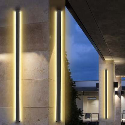 LED Long Strip Metal Waterproof Black Minimalist Outdoor Wall Lights-Lighom