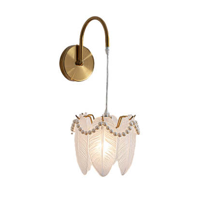 Glass Leaves Feathers Three Step Dimming Nordic Creative Wall Lights Fixture-Lighom