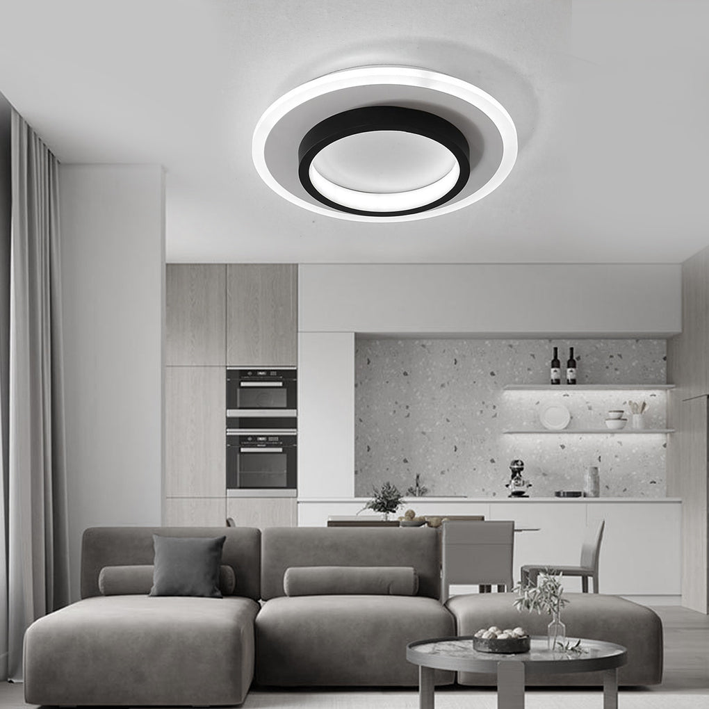 Modern circular 2-light synthetic flush mount lighting — Warm White / Set of 2
