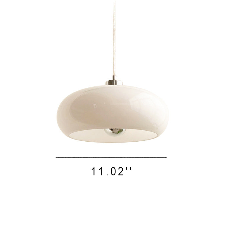 Vintage White Orange Glass Dome Pendant