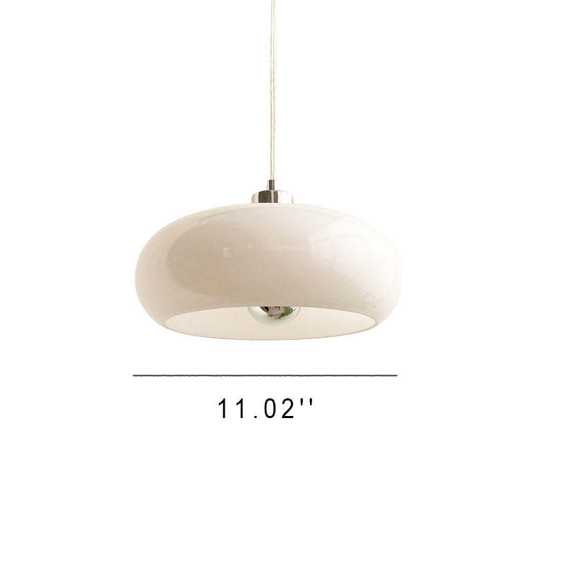 Vintage White Orange Glass Dome Pendant