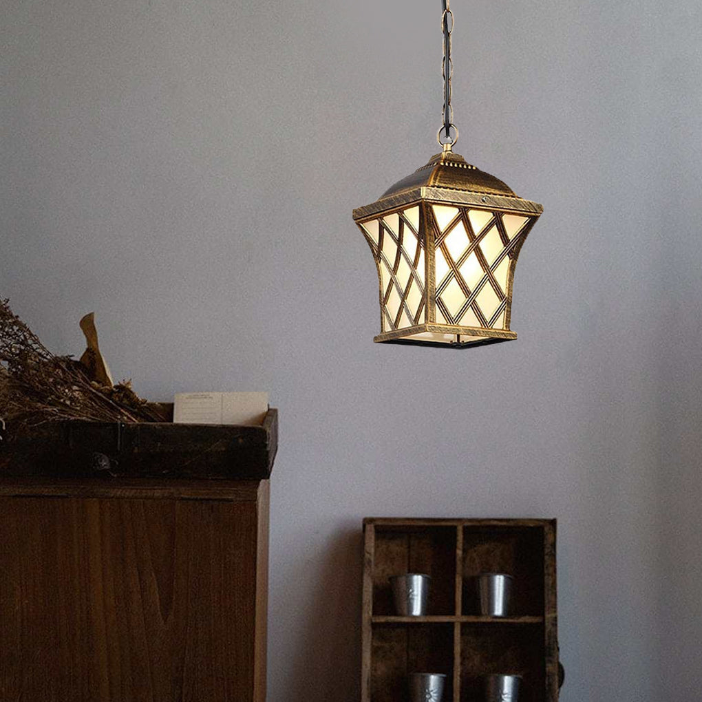 Lantern plated metal pendant lighting for kitchen — Brown