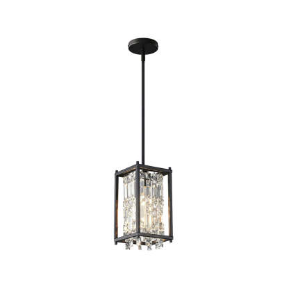Round Iron Frame Crystal Modern Chandelier