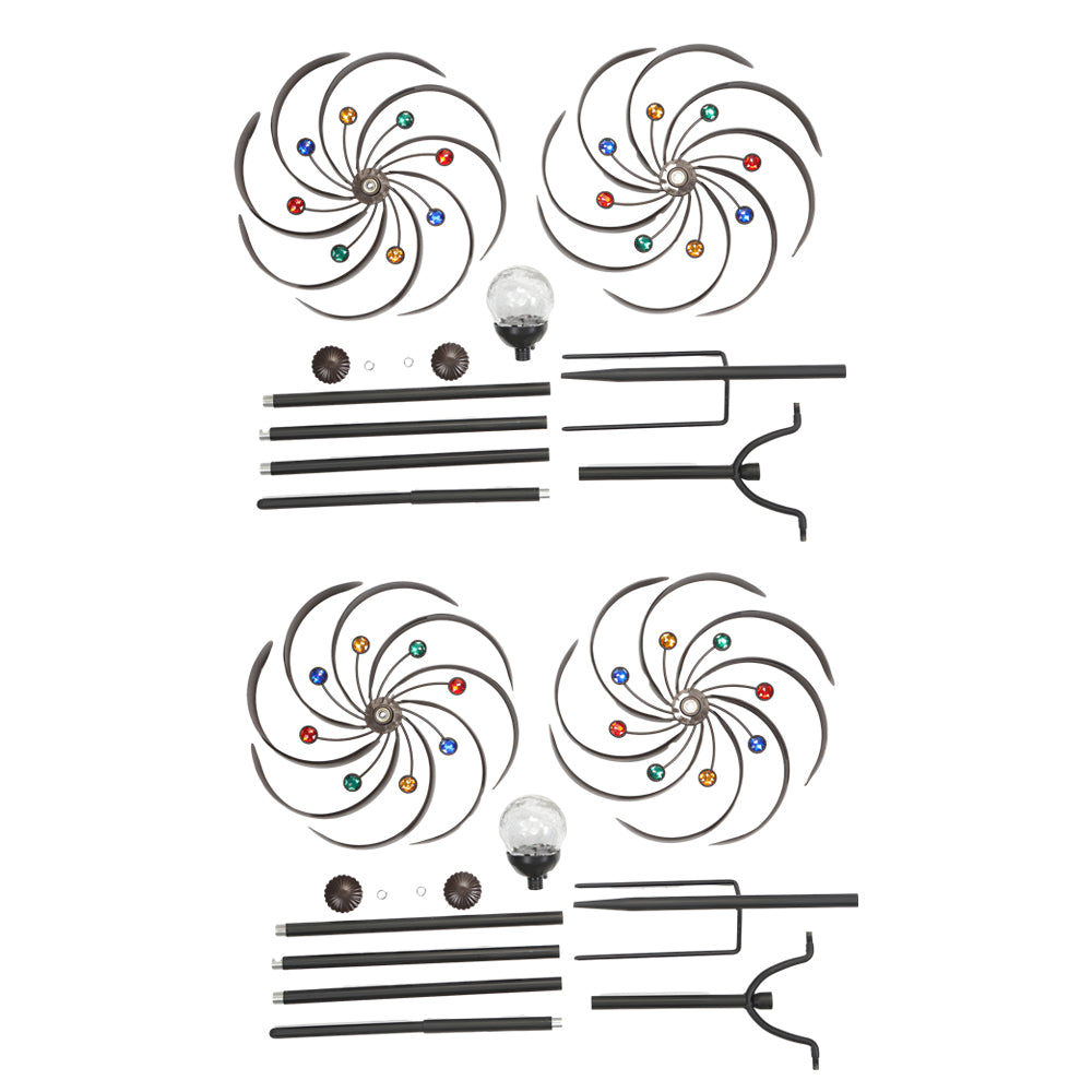 Vintage Iron Wind Spinner Garden Stake Lights - 2-Pack Solar Pathway Decor-Lighom