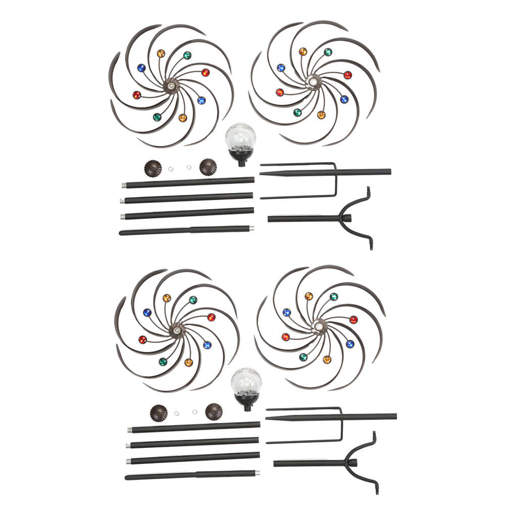 Vintage Iron Wind Spinner Garden Stake Lights - 2-Pack Solar Pathway Decor-Lighom