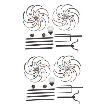 Vintage Iron Wind Spinner Garden Stake Lights - 2-Pack Solar Pathway Decor-Lighom