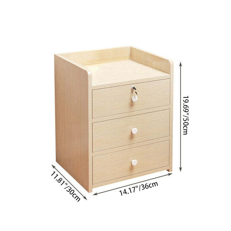 Minimalist Rectangular 1/2/3-Drawer Nightstand — A - 1 Drawer & Lock-free - Morandi Gray