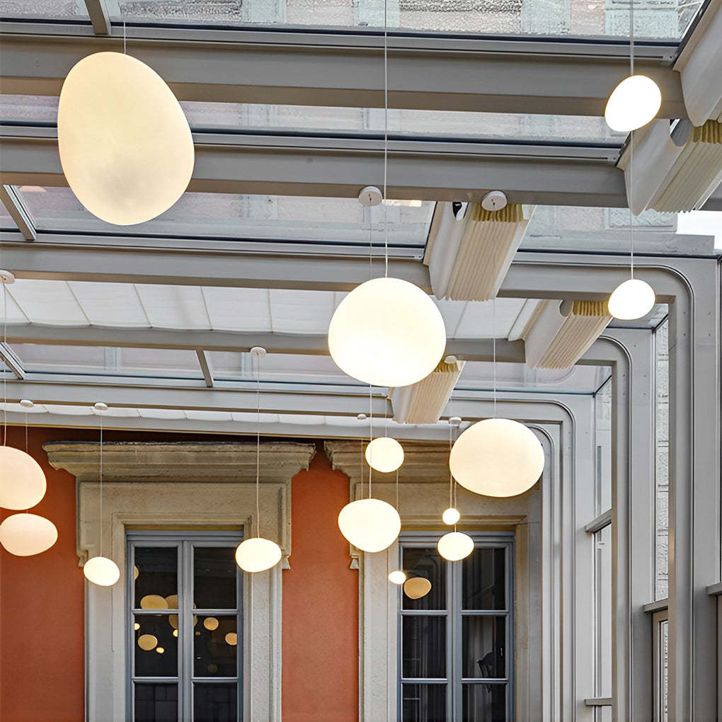 Glass Round Ball LED White Modern Pendant