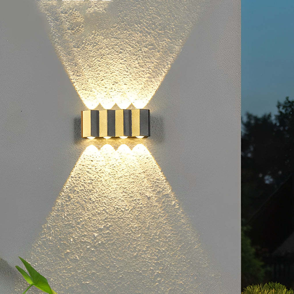 Black & Gold Aluminum LED Outdoor Up Down Wall Light-Lighom