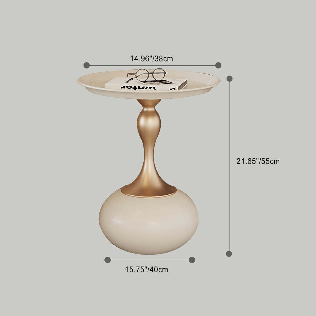 Modern Luxury Gourd Steel Ceramic Coffee Table — B / White
