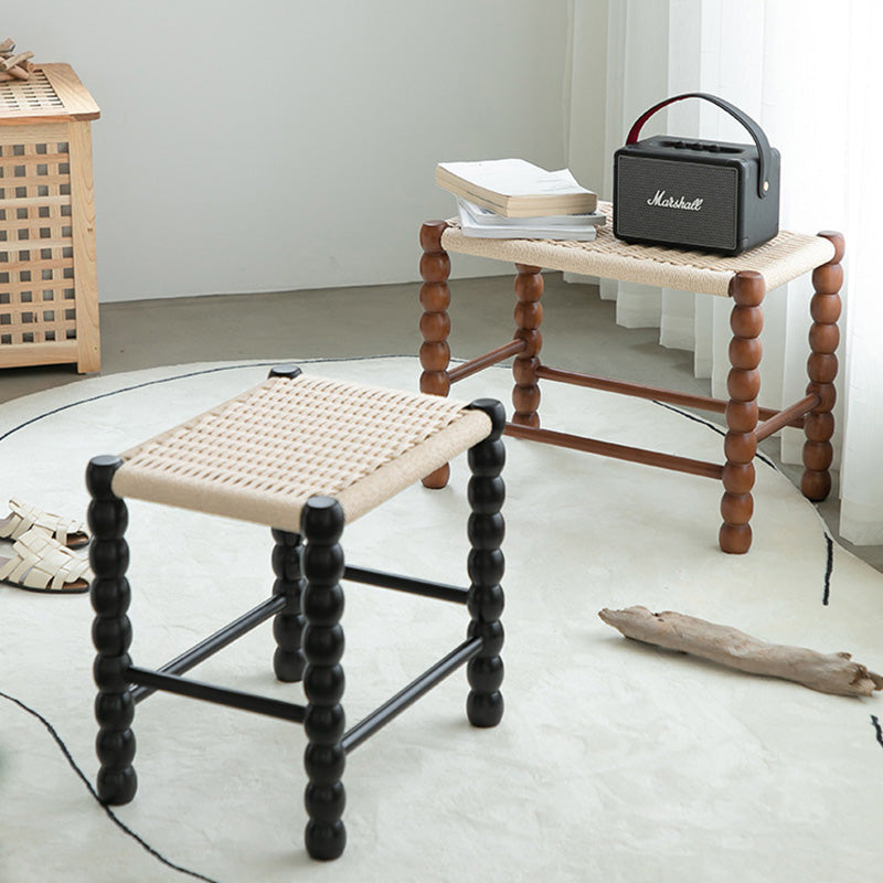 Chinese Woven Gourd Wooden Footstool
