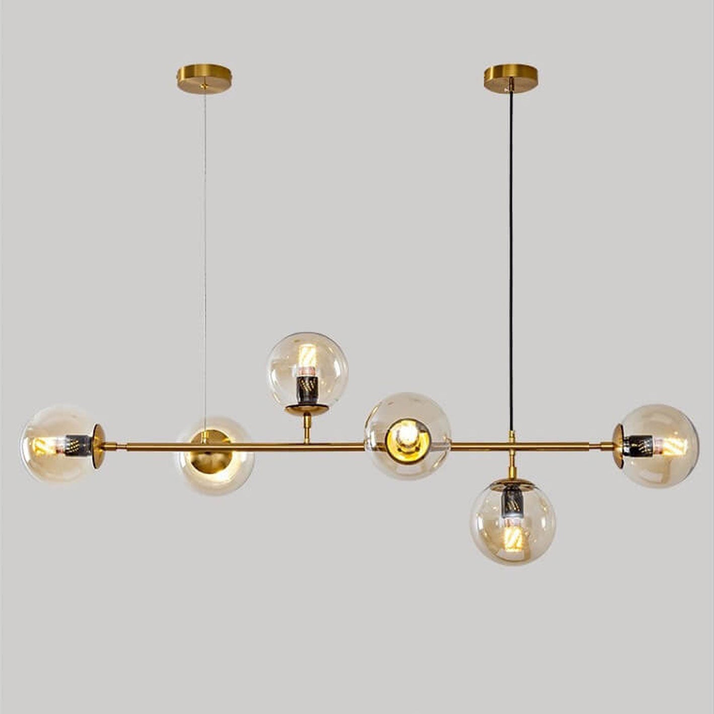 Minimalist Long Glass Globe Island Chandelier
