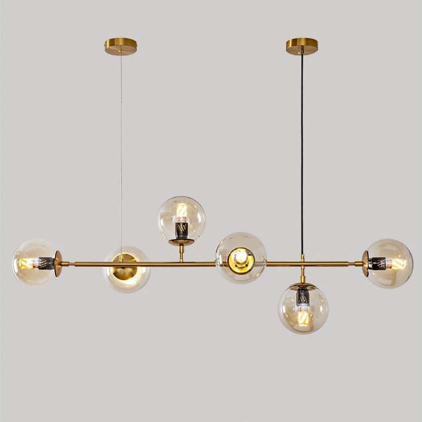 Minimalist Long Glass Globe Island Chandelier