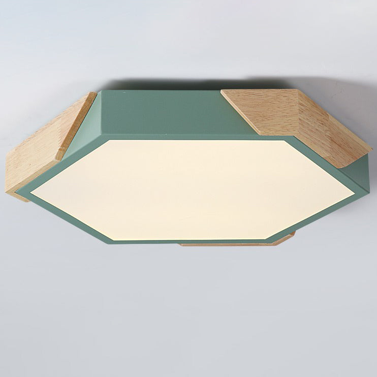 Scandinavian Hexagonal Macaron Flush Mount Light