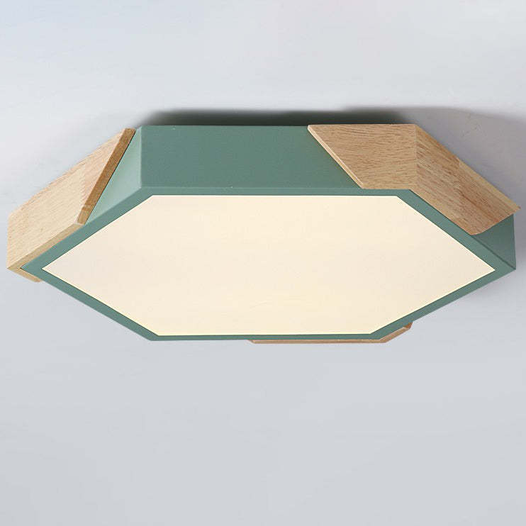 Scandinavian Hexagonal Macaron Flush Mount Light
