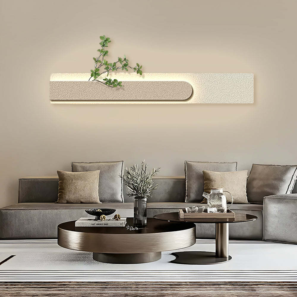 Rectangular 3D Sandstone USB Remote LED Wall Lamp Painting — White / A