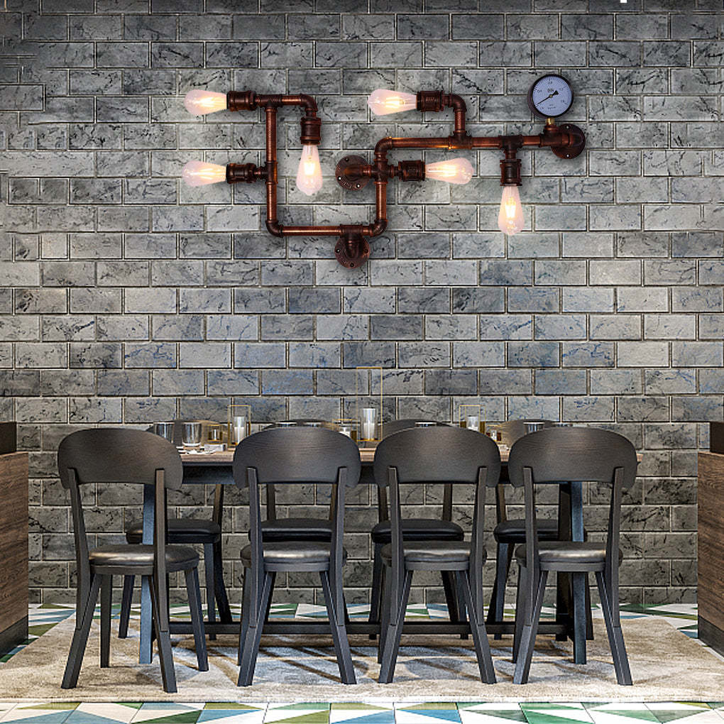 Vintage Iron Water Pipes Retro Creative Industrial Style Wall Light Fixture-Lighom