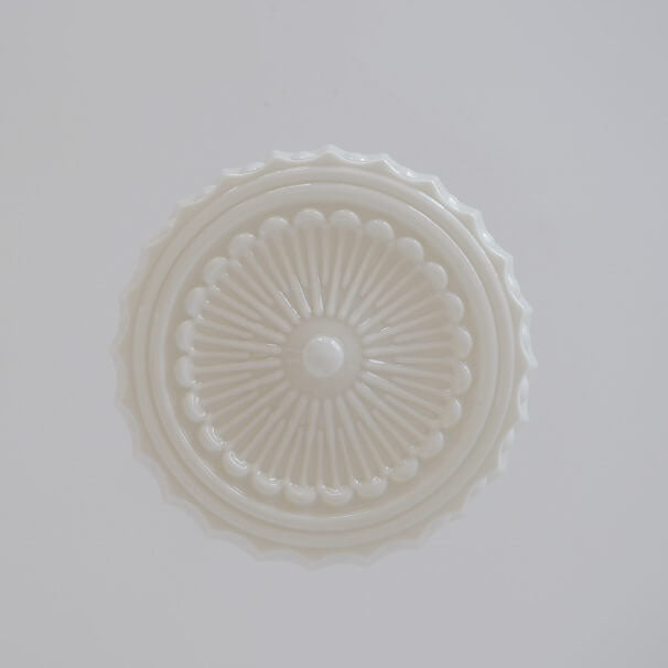 French Vintage White Jade Glass Drum LED Semi-Flush Light