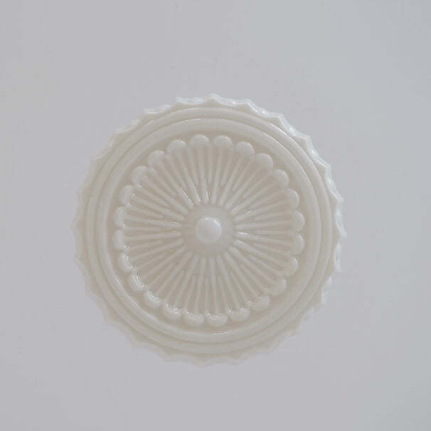 French Vintage White Jade Glass Drum LED Semi-Flush Light