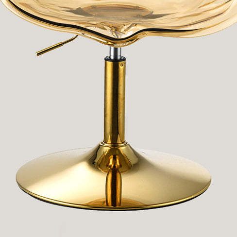 Contemporary Petal Acrylic Liftable Dining Chair — Amber Seat + Gold Base