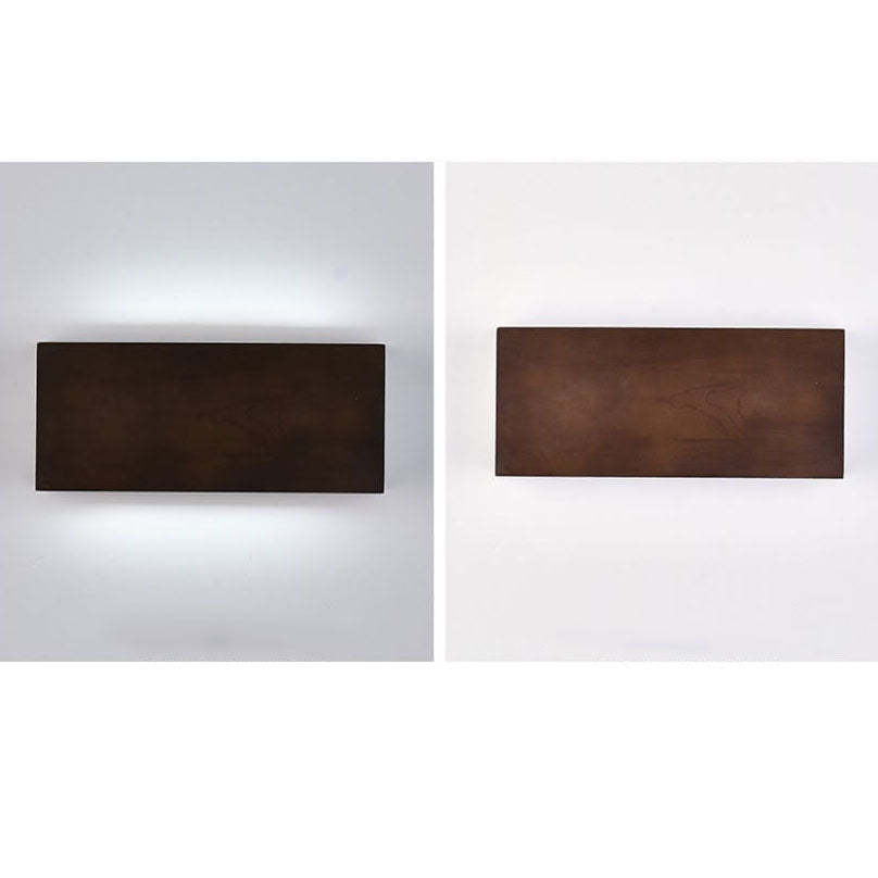 Japanese Wabi-Sabi Log Wood Rectangular LED Sconce