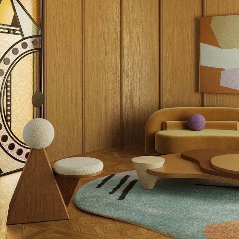 Contemporary Ash Wood Lambswool Lounge Chair