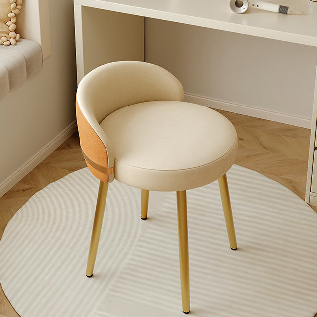 Modern Leather Metal Round Vanity Stool