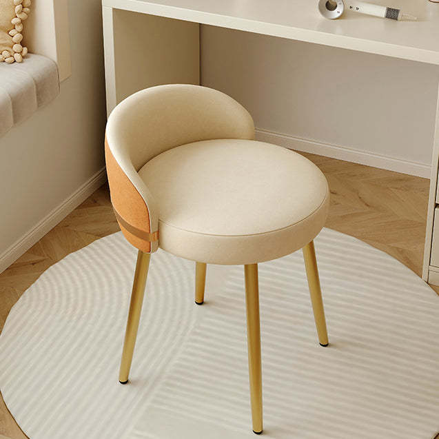 Modern Leather Metal Round Vanity Stool
