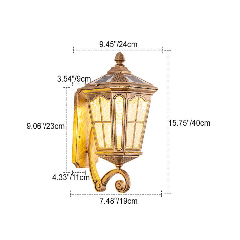 European Solar Lantern Aluminum Glass Outdoor Wall Sconce