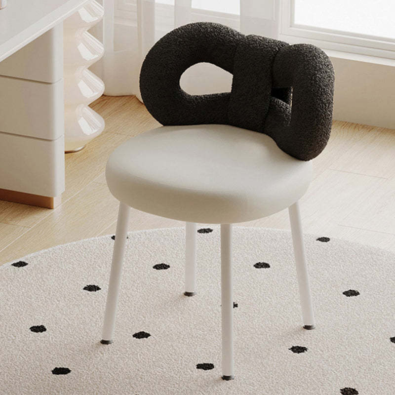 Modern Art Deco Butterfly Leather Iron Vanity Stool — Pink
