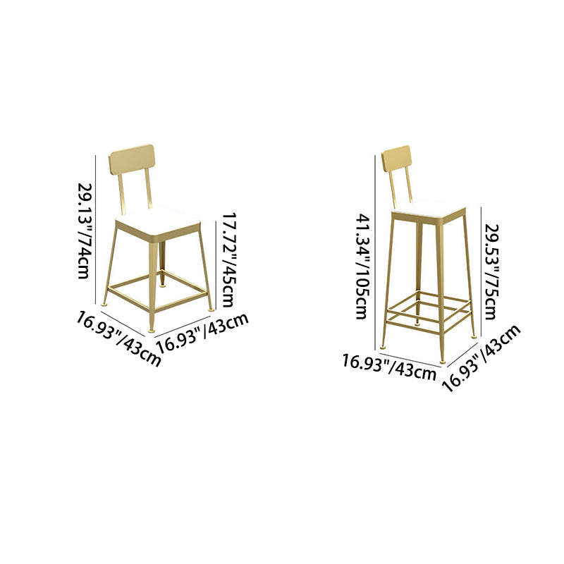 Minimalist Leather Iron Bar Stool — Tall - White Frame