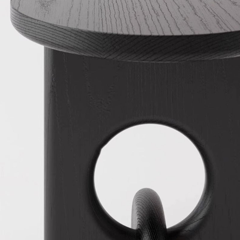 Japanese Round Wooden End Table