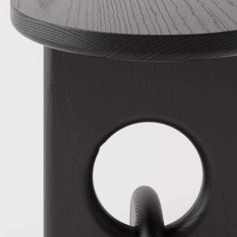 Japanese Round Wooden End Table