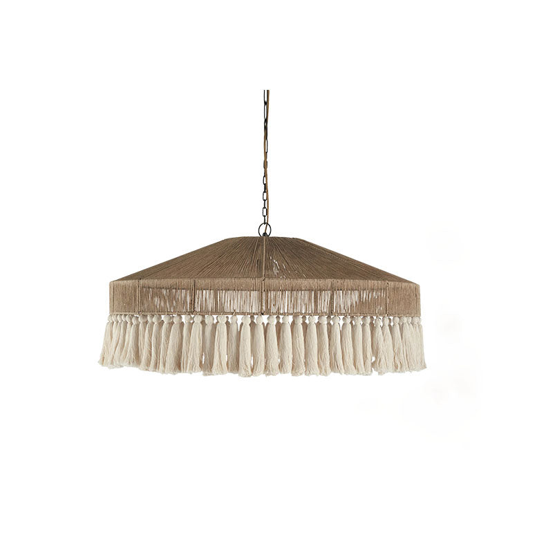 Contemporary Boho Linen Rope Tassel Pendant Light