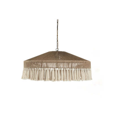 Contemporary Boho Linen Rope Tassel Pendant Light