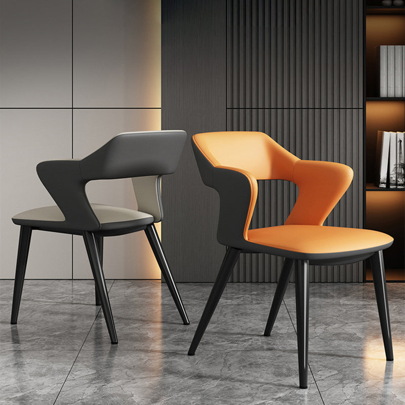 Scandinavian Leather Fabric Wing Dining Chair