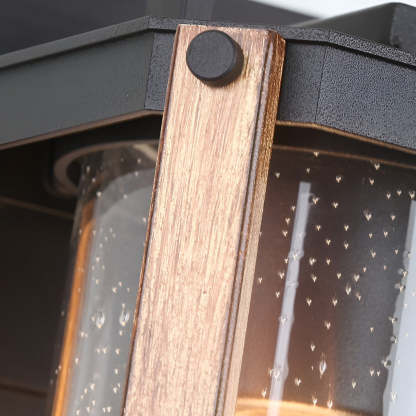 Lantern Shaped Waterproof Glass Black Industrial Outdoor Wall Sconce Lighting-Lighom