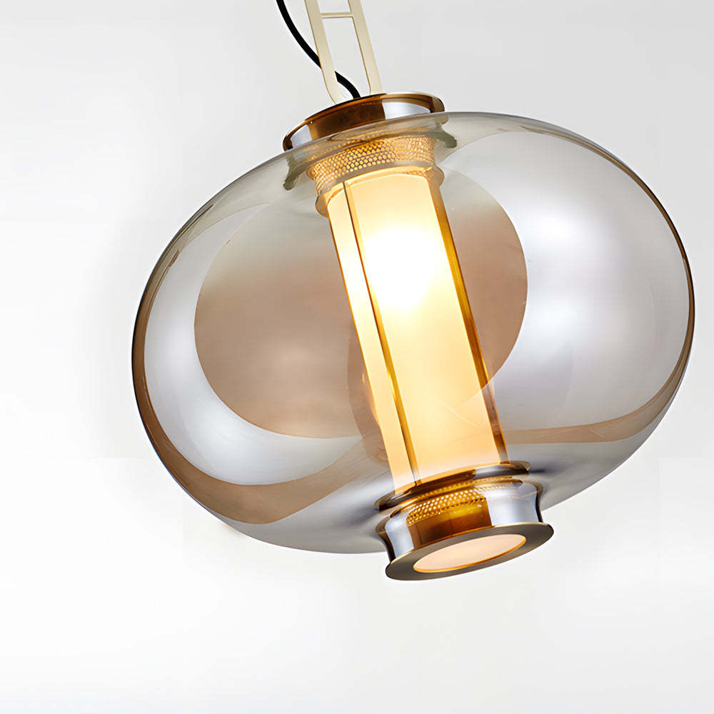 Amber Glass Shade Post-Modern Pendant Lamp