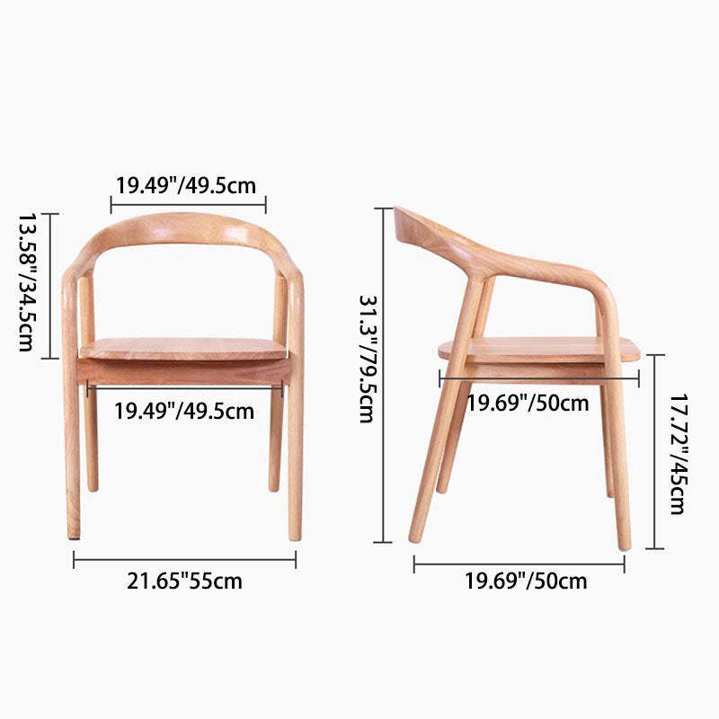 Minimalist Arched Wood Linen Dining Chair — Original Wood Color / D