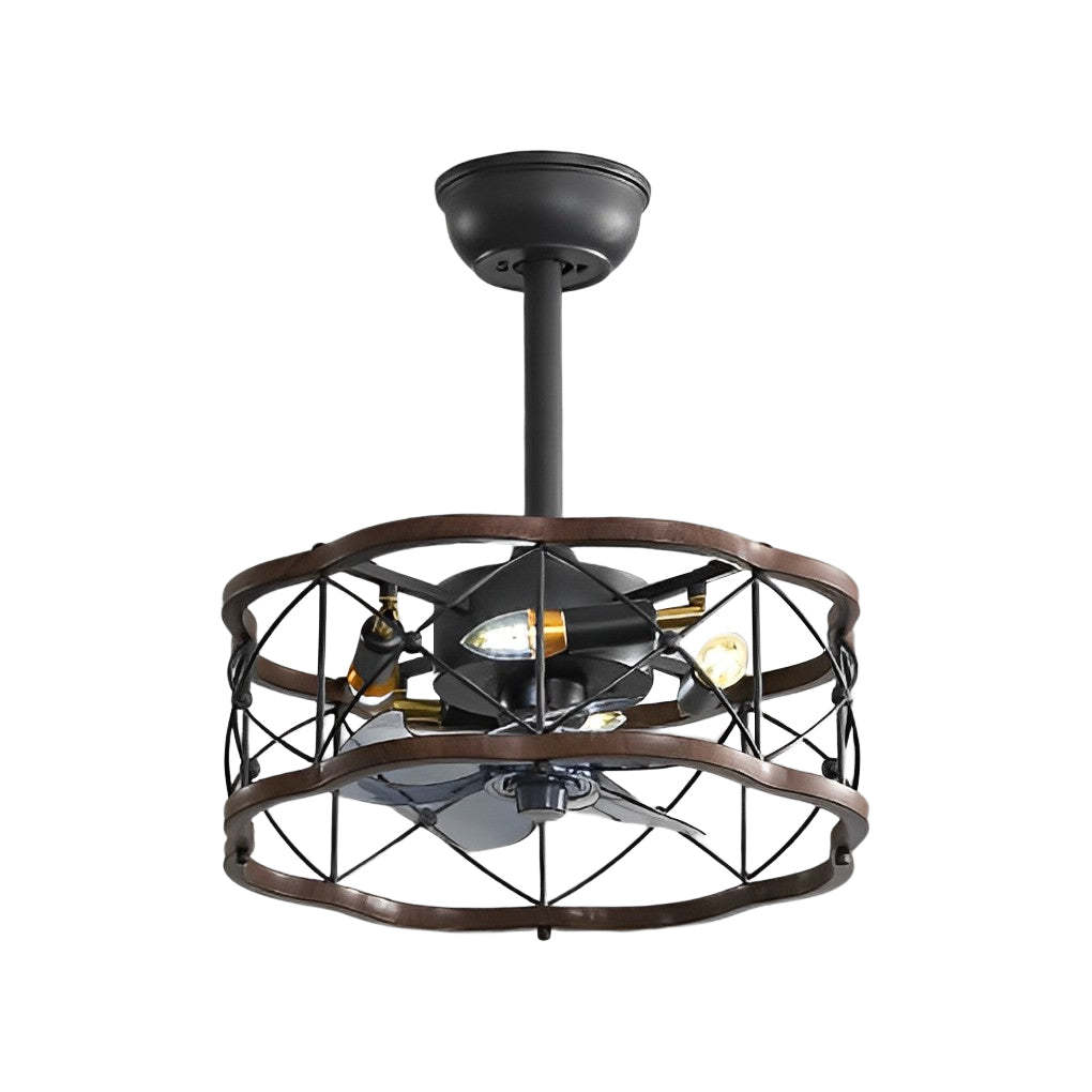 Retro 3-Step Dimming LED Mute Remote Fan