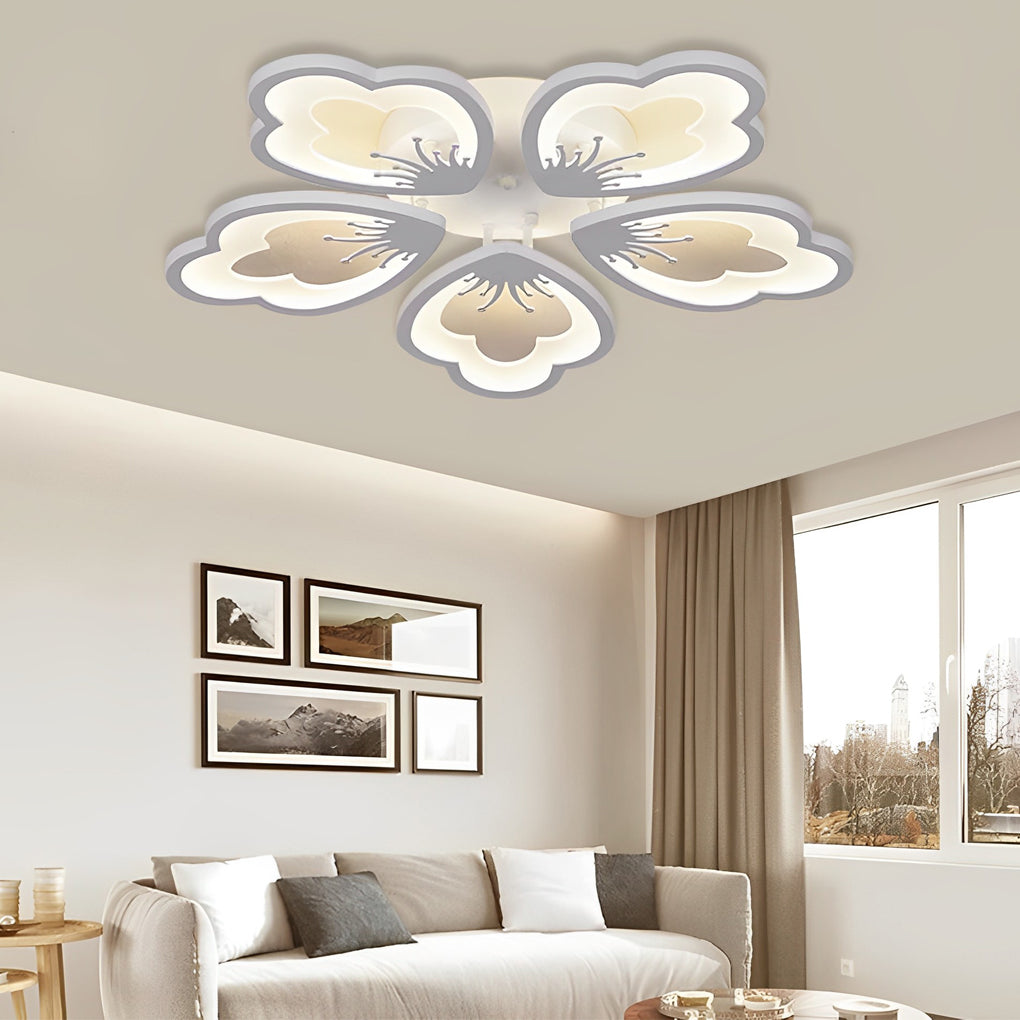 White nordic flower flush mount lighting — Dimmable (3000K-6000K) / 12-Light